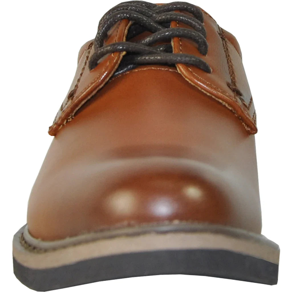 VANGELO Boy VALLO-1PKID Dress Shoe Formal Tuxedo for Prom & Wedding Brown Matte